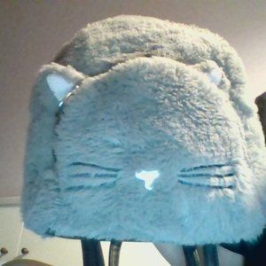 Typo Grey Fluffy Cat Mini Backpack